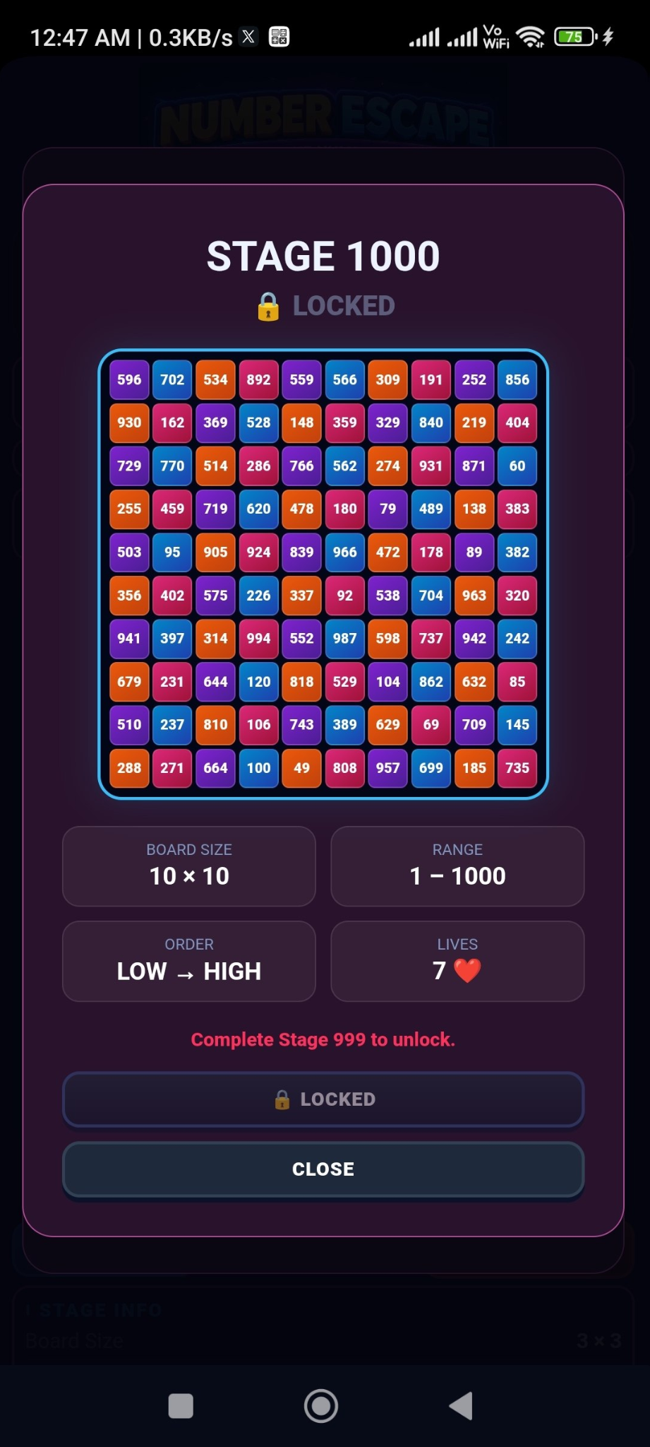 Number Escape stage 1000 preview